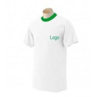 Promosyon Beyaz Yeşil Yaka Tshirt