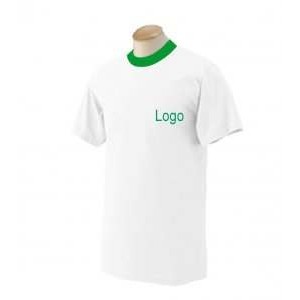 Promosyon Beyaz Yeşil Yaka Tshirt