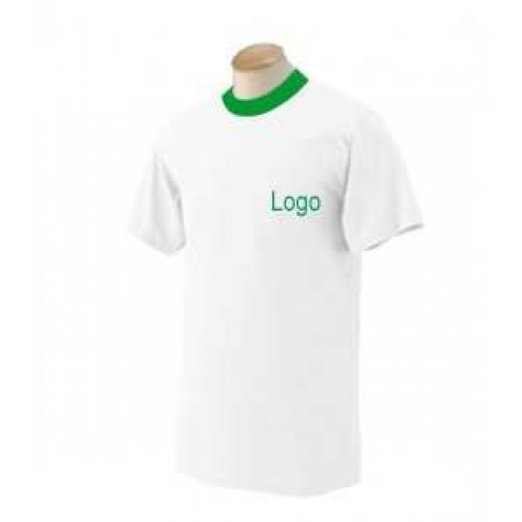 Promosyon Beyaz Yeşil Yaka Tshirt Promosyon Beyaz Yeşil Yaka Tshirt