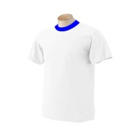 Beyaz Promosyo Tshirt Mavi Yakalı