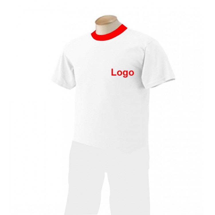 Beyaz Tshirt Pantolon Takım Kırmızı yakalı